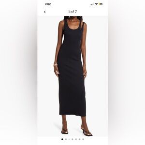 Open Edit midi ribbed tank midi dress black medium